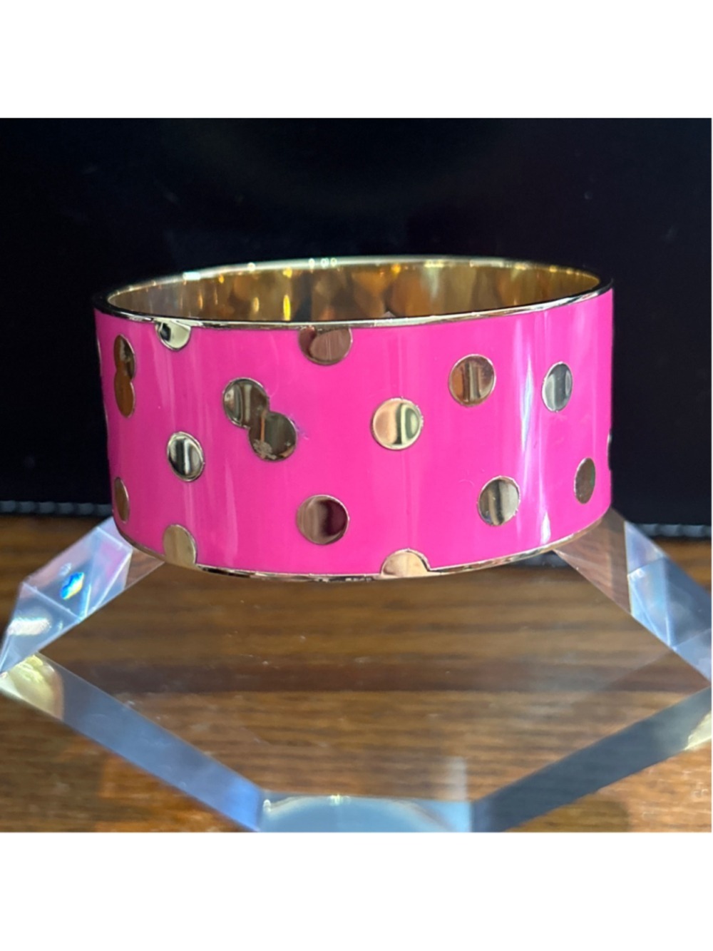 Women's Kate Spade Bangle Bracelet One Size Pink Gold Polka Dot